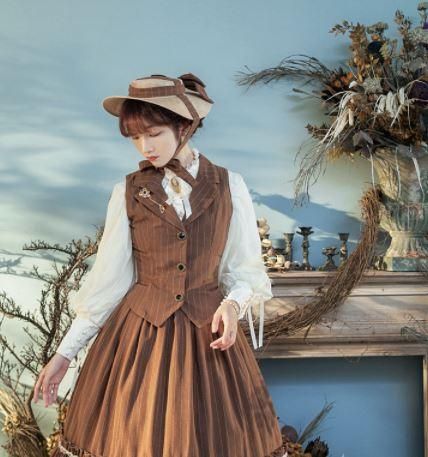 納期40日 ストライプベスト 3色 ミディアム 春秋 春物 秋物 ストライプ ウエストマーク クラシカル クラロリ 学生風 英国風 おしゃれ 上品 フェミニン 美シルエット 撮影 トップス ロリータゴスロリ専門通販ショップluxury ラグジュアリー 安い価格で可愛いロリータ