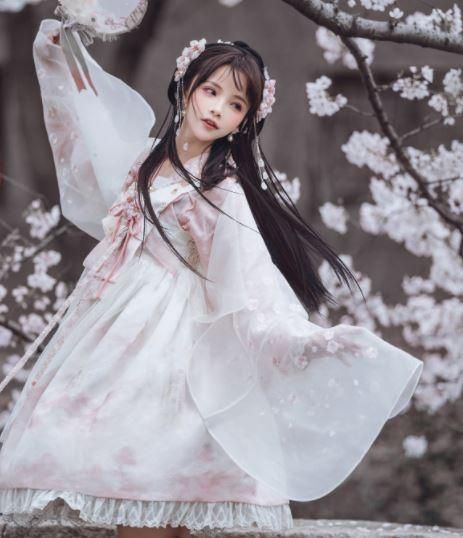 ジャンスカ 華ロリ 春夏 ふんわり ピンク お花 フラワー リボン ノースリーブ ドレス ミディアム ひざ丈 中国風 イベント 撮影 デート かわいい おしゃれ 華やか エレガント ゴスロリ ロリータ ロリータゴスロリ和ロリ専門通販ショップluxury ラグジュアリー 安い価格で