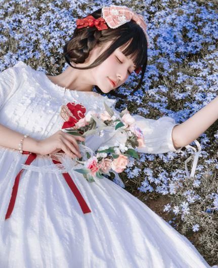 フリルワンピース Nya Nya 春夏 ワンピース ワンピ ドレス ロング ミディアム ミモレ丈 ひざ下丈 五分袖 ふんわり ワンピースのみ 甘ロリ 姫ロリ 森ガール かわいい お嬢様 上品 ロリータゴスロリ専門通販ショップluxury ラグジュアリー 安い価格で可愛いロリータ