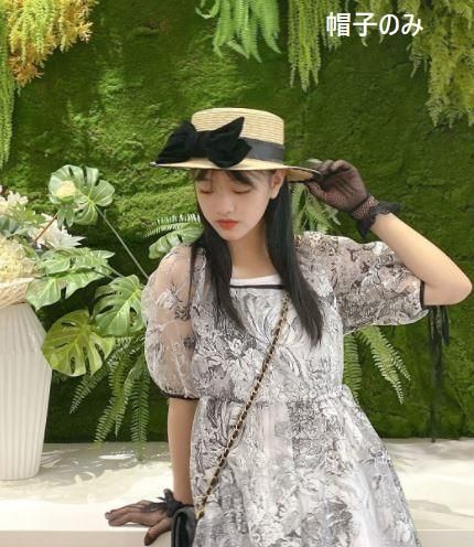 麦わら帽子 Sweetdreamer リボン ストローハット ブラック クラシカル 甘ロリ クラロリ お嬢様 春夏 雑貨 小物 ヘッドドレス 帽子 かわいい ナチュラル ワンサイズ ゴスロリ ロリータゴスロリ専門通販ショップluxury ラグジュアリー 安い価格で可愛いロリータワンピース
