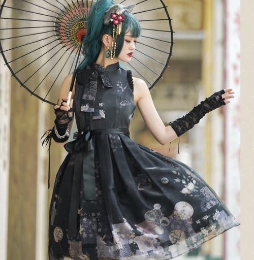 華ロリワンピース 3色 Nyanya 春夏 ノースリーブ チャイナドレス ミディアム Aライン エレガント 宮廷風 プリント ハイネック チャイナカラー 撮影 イベント 華ロリ 姫ロリ レトロ きれい ロリータゴスロリ和ロリ専門通販ショップluxury ラグジュアリー 安い価格で