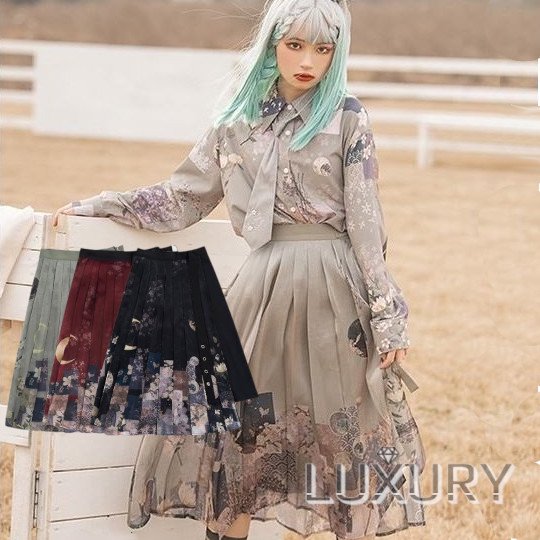 花柄　女子　vintage スカート　ロリィタ　クラシックスカート　人面花ウエスト70-90cm