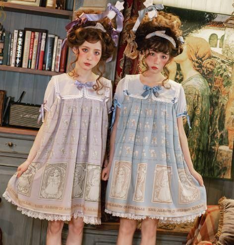 ドールワンピース 3色 春夏 半袖 ミニ ショート丈 シフォン