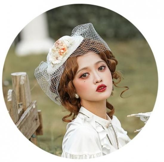 帽子 Bittersweet Lolita 通年 ヘッドドレス かわいい クラシカル クラロリ メッシュレース フラワーモチーフ お花モチーフ 雑貨 小物 撮影 イベント おでかけ 上品 お呼ばれ ロリータゴスロリ専門通販ショップluxury ラグジュアリー 安い価格で可愛いロリータ