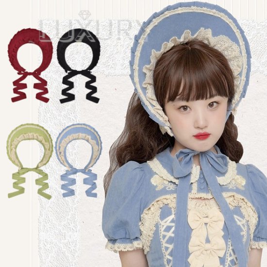 ボンネット 5色 Lolita 春夏 通年 ヘッドドレス 雑貨 小物 レース