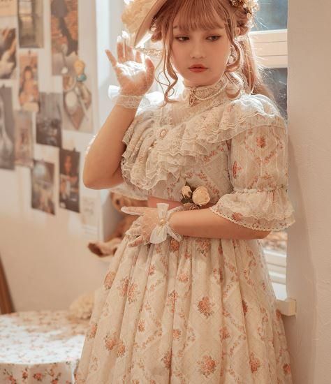 ロリィタ ロココ調 ワンピース ドレス 半袖 かわいい クラシカル
