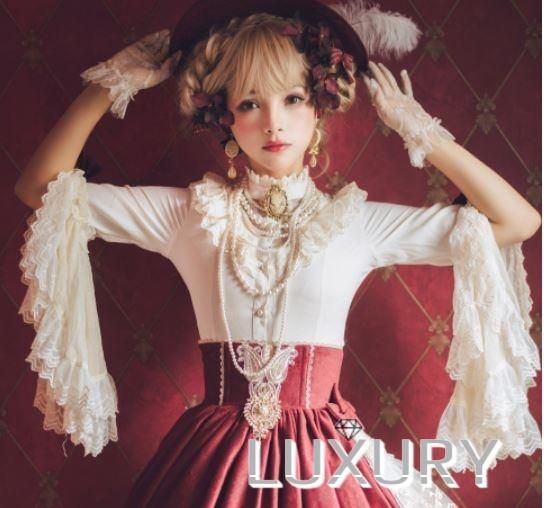 納期130日】姫袖ブラウス 3色 miss point 長袖 七分袖 フリル袖