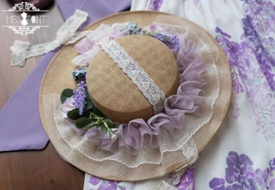 フローラルレースロリータハット 甘いロリータボンネットレース弓花ロリータハット - Lolitashow.com