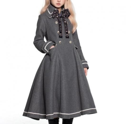 【Unideer】ロリィタAラインロングコート グレー ロングコート 3way | 秋冬 エレガント - ロリィタ ゴスロリ 和ロリ 華