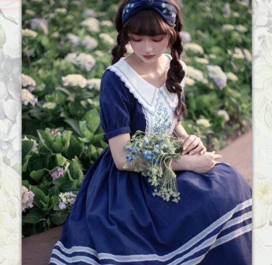 リネン混ワンピース 2色 | 春夏 綿麻 花柄 Aライン 森ガール