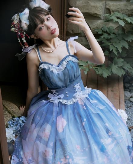キャミ＋スカート Lo－cyan lolita 春夏 和ロリ 2点セット