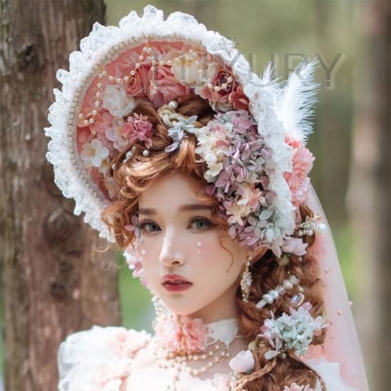 レディースAntique Gothic Doll ブラウス、ドレス、ハーフボンネット3点