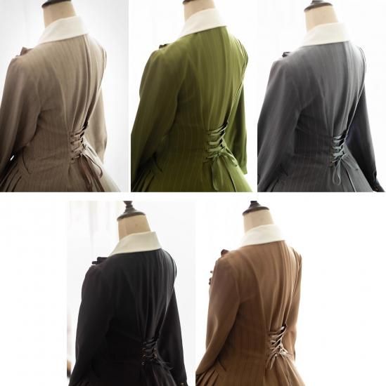 長袖ストライプワンピース|女学院風 - ロリィタ ゴスロリ 和ロリ