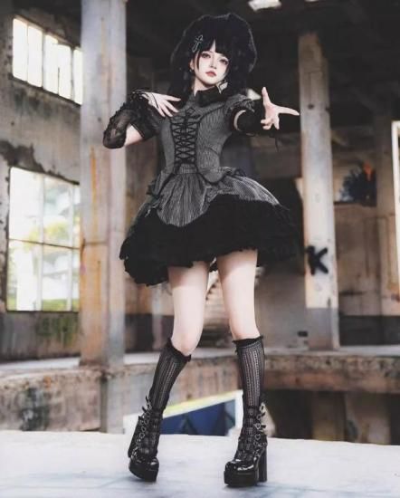 ゴシックロリータ|刺繍セットアップ - ロリィタ ゴスロリ 和ロリ