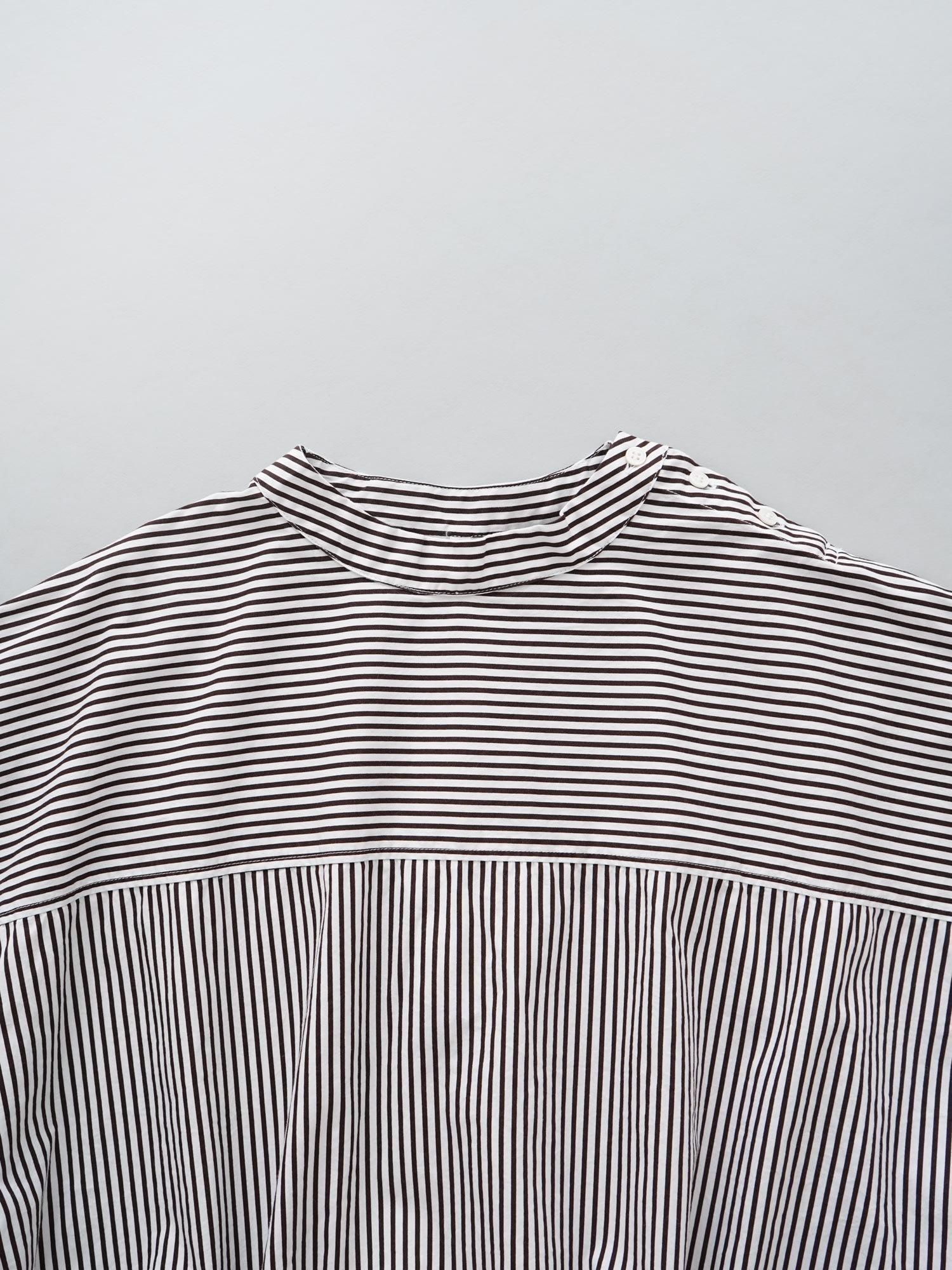 grin ブロードドルマン長袖シャツ完売品！ブラウンストライプ最終お