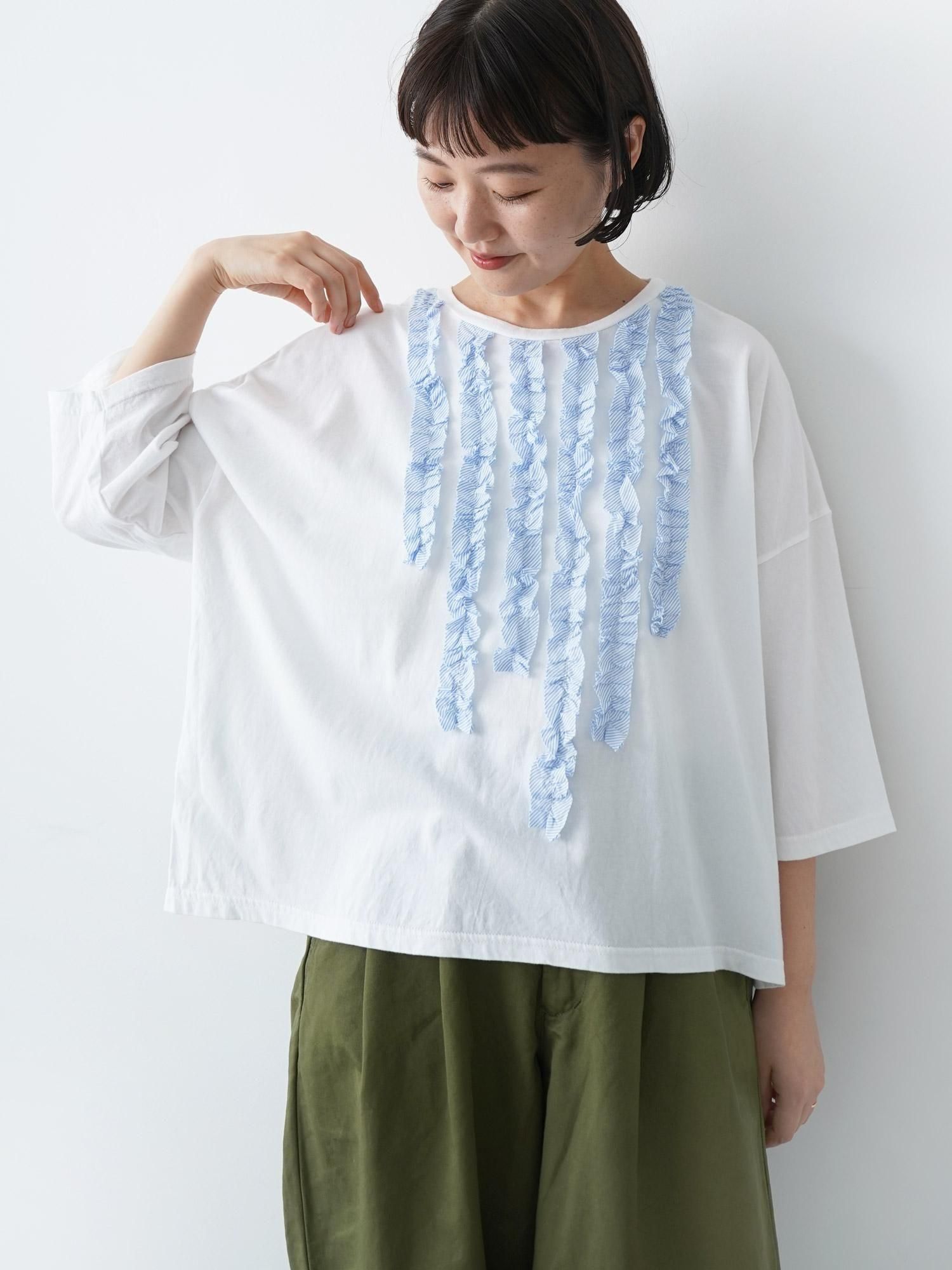 MALK online store 】grin / ベーシック天竺フリルギャザーT MALK online store 】grin / ベーシック天竺フリルギャザーT