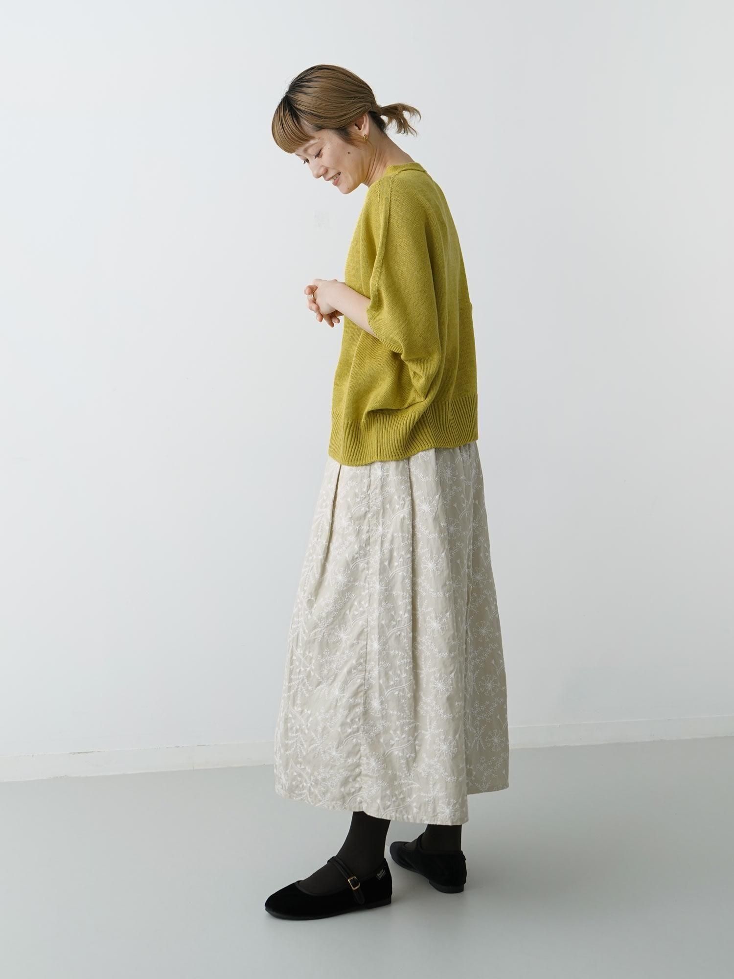 MALK online store 】grin / ボタニカル刺繍タックスカート 綿