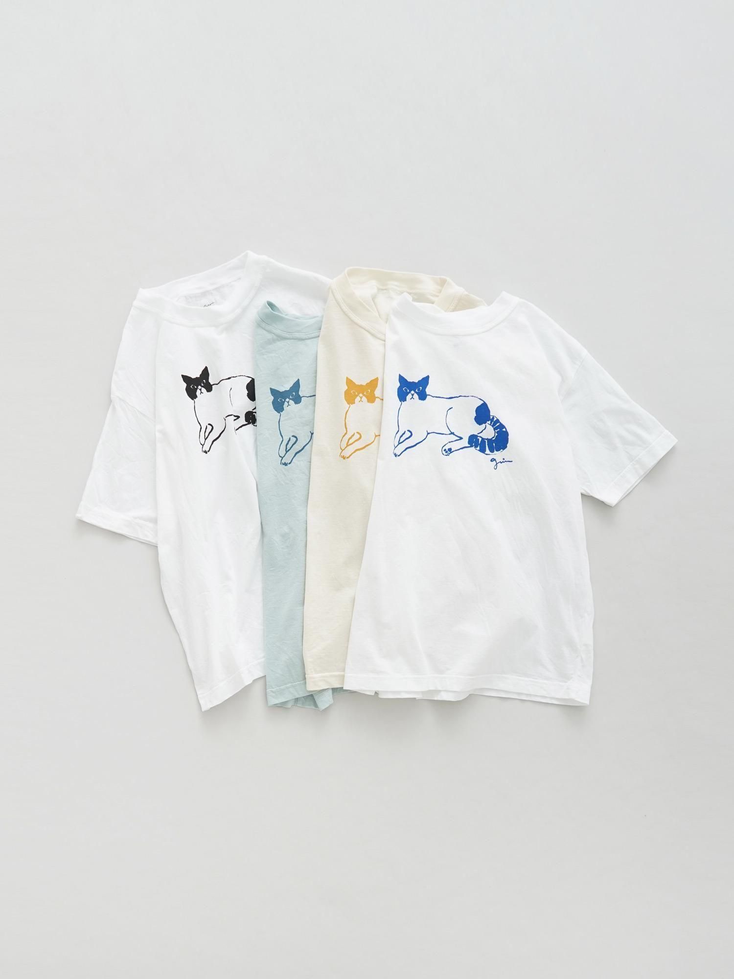 エーゲ海天竺　くつろぎねこプリントTシャツ