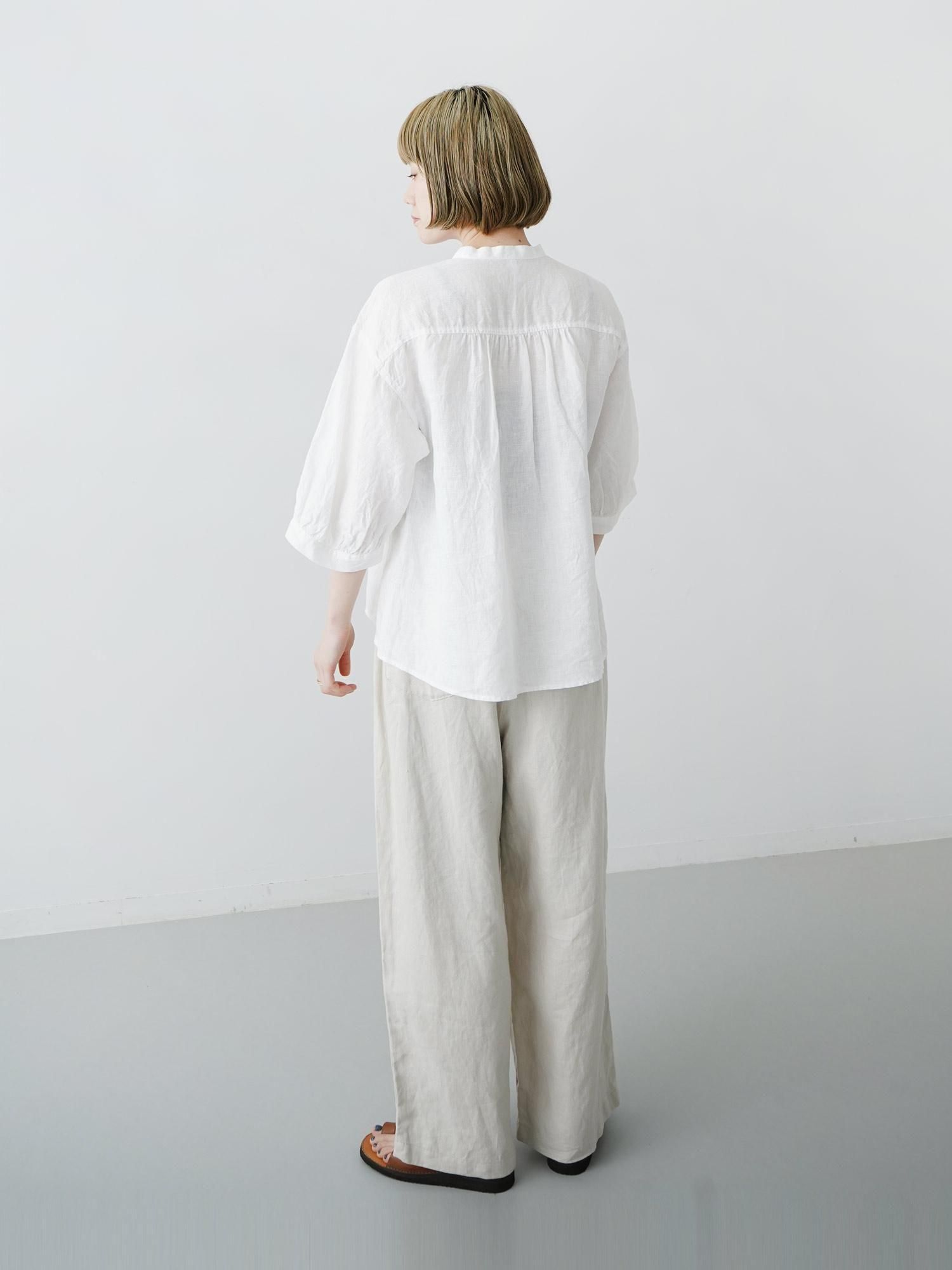 MALK online store 】grin / 60リネンパフスリーブシャツ 麻 100