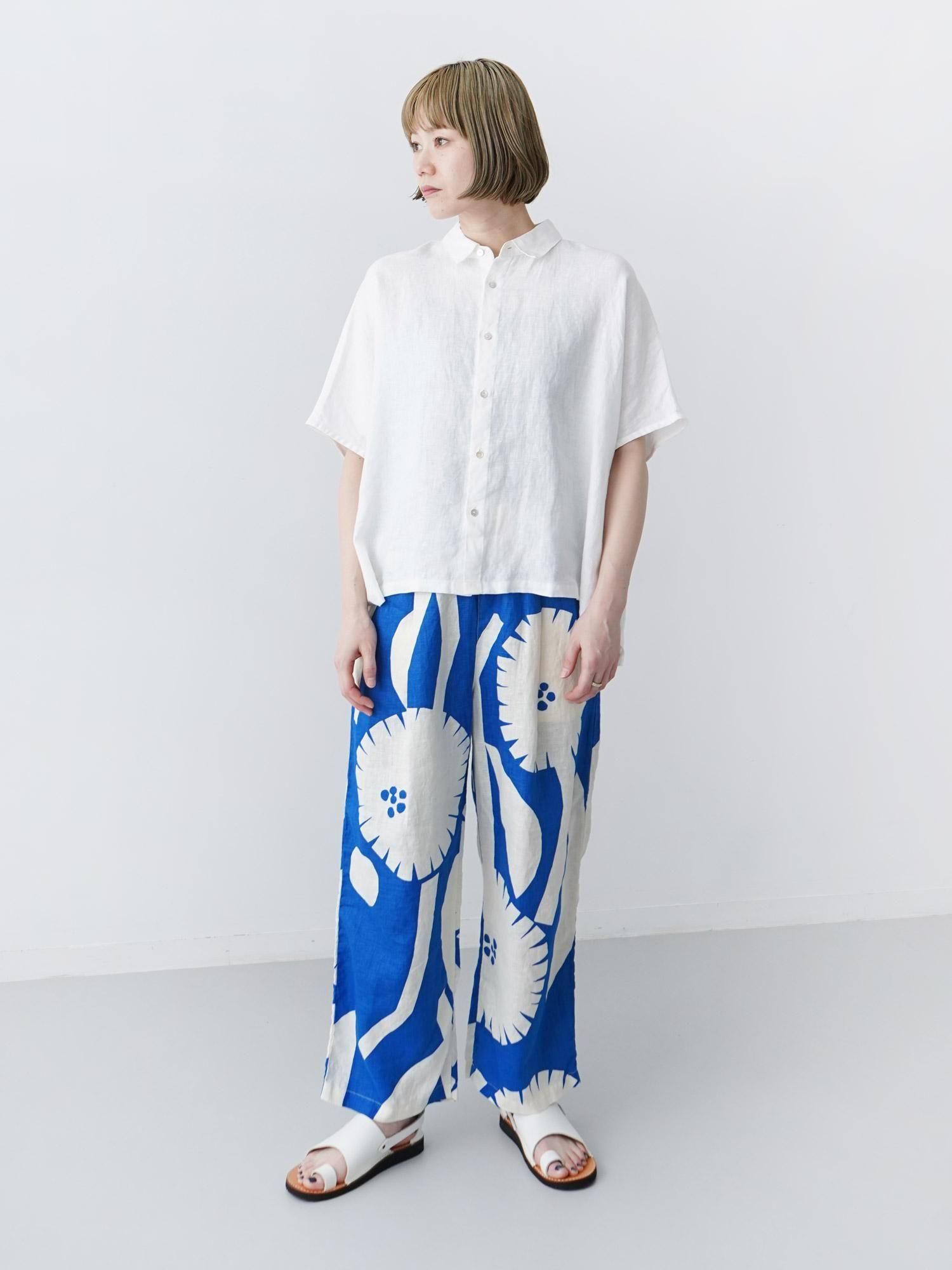 MALK online store 】grin / リネンシルエットプリントパンツ 麻