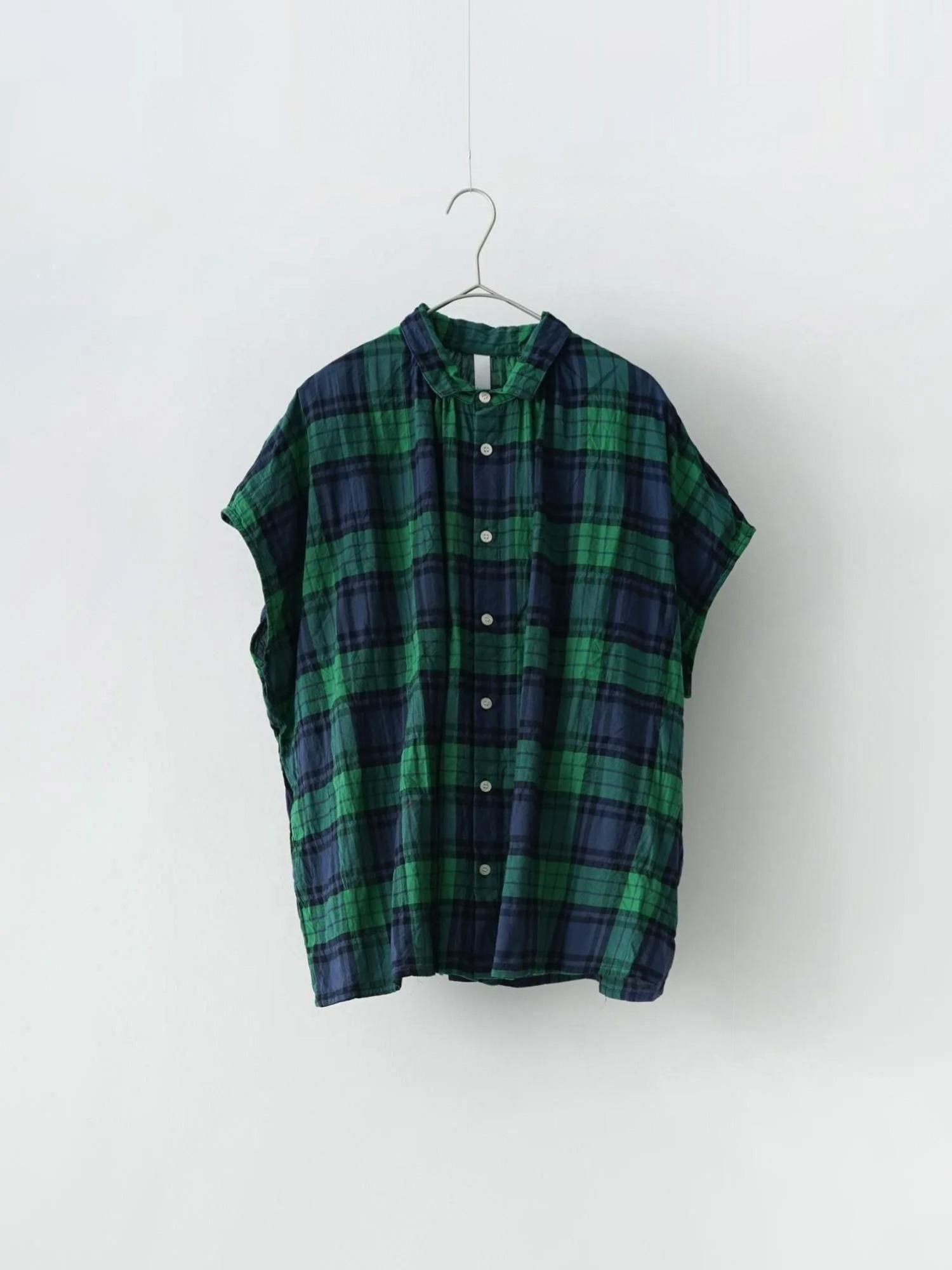 先染シャーリング　ロングシャツ
