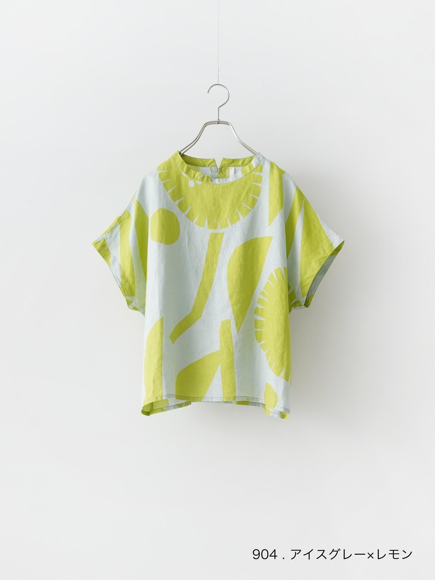 ★08Mab★リネンフロントプリーツプルオーバー★Dull Green★ MALK online store 】grin / リネンシルエットプリントプル
