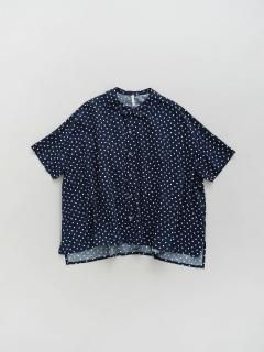 綿レーヨンドットプリント　ワイドシャツ