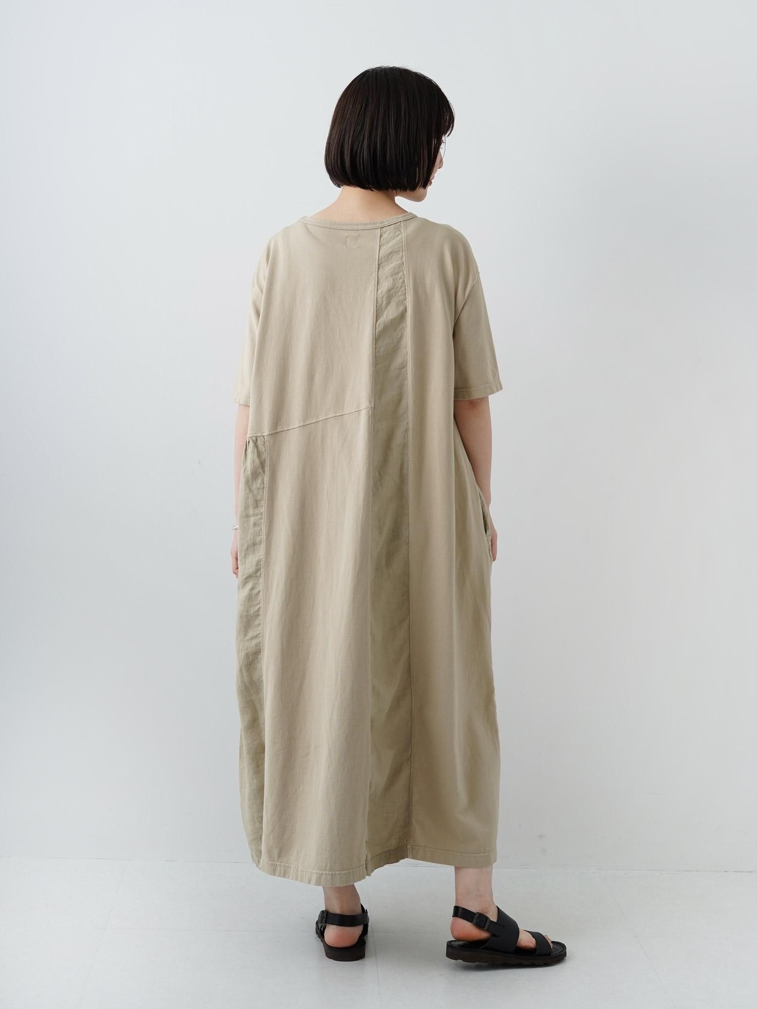 MALK online store 】grin / 40/2天竺×リネンハギハギ5分袖