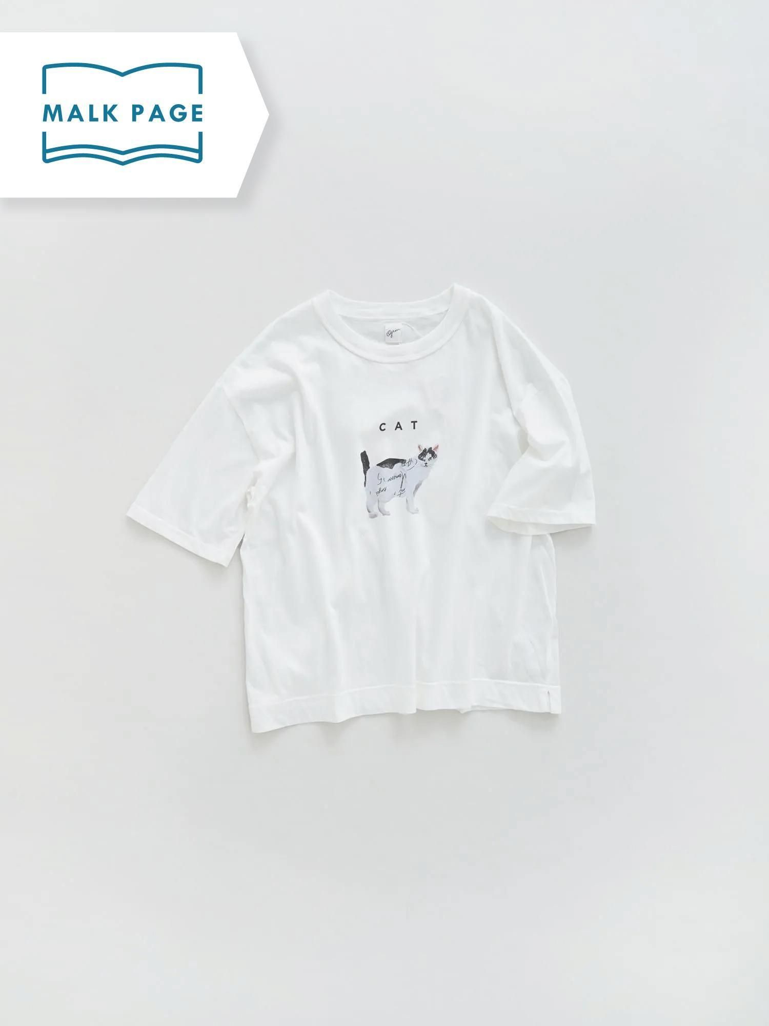 ベーシック天竺　catプリントTシャツ