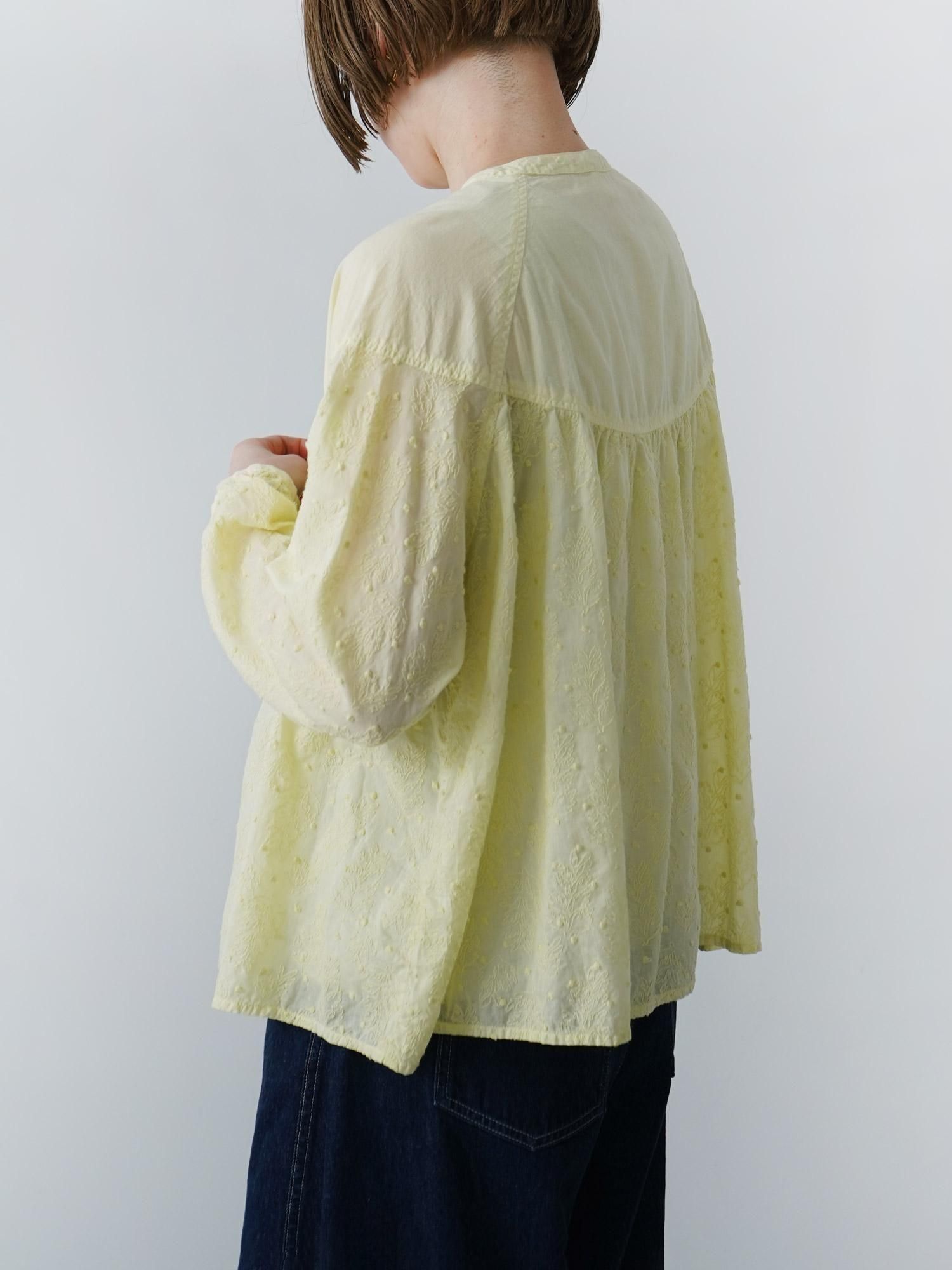 MALK online store 】grin / リーフドット刺繍ギャザーシャツ 綿