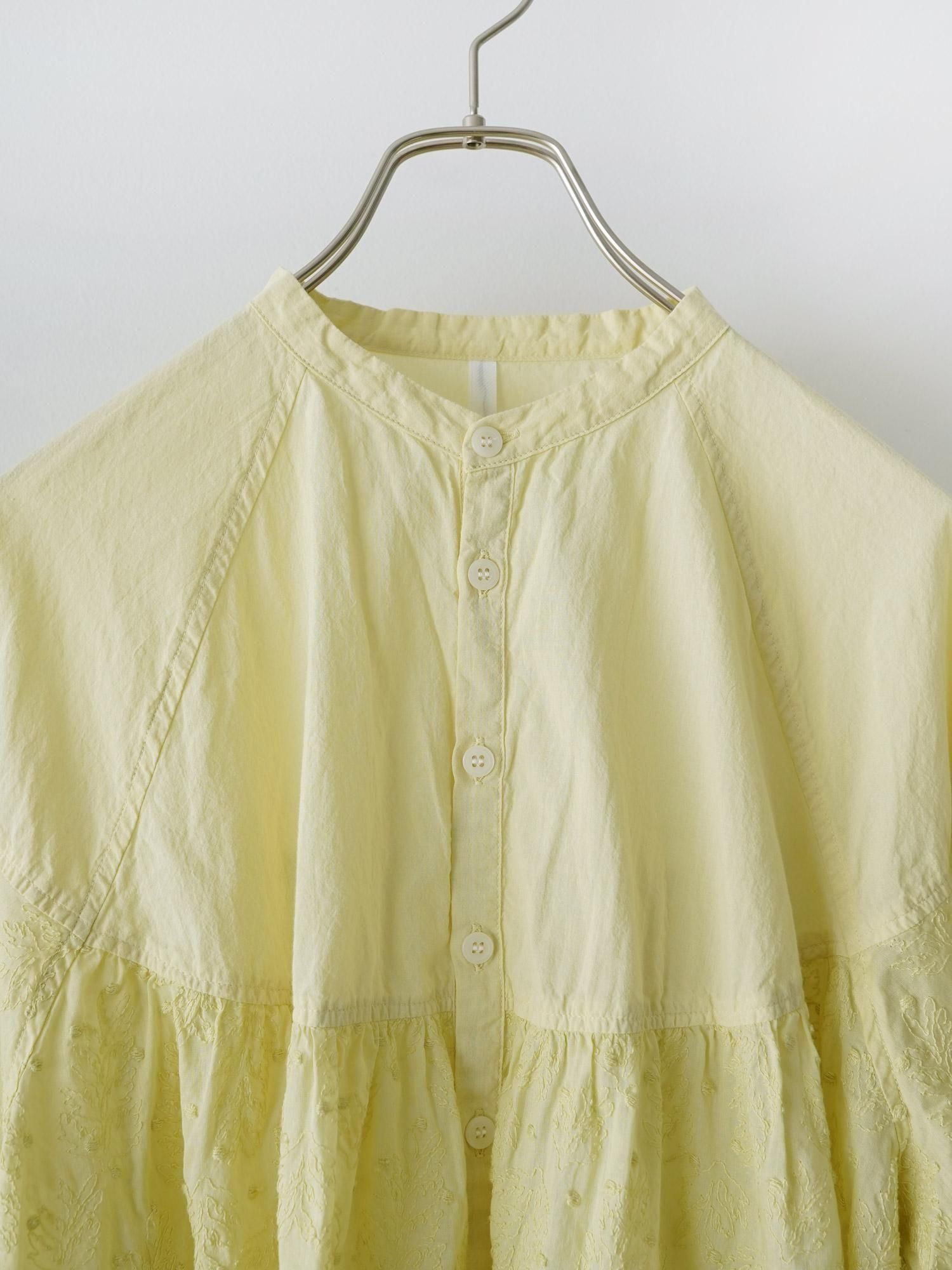 MALK online store 】grin / リーフドット刺繍ギャザーシャツ 綿