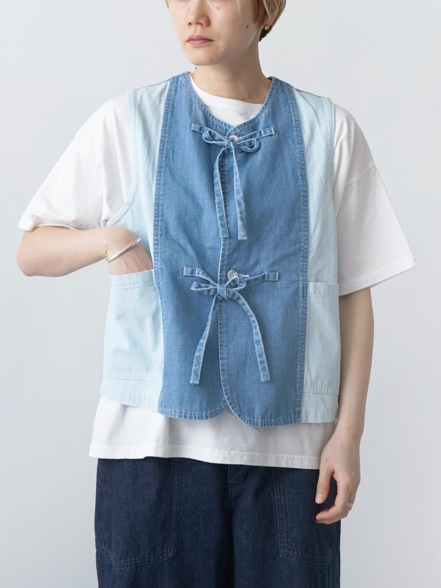 MALK online store 】CLIP.TAB / 7ozデニムパッチワークベスト 綿 100