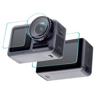 DJI Osmo Action用 超硬度保護フィルム セット 液晶画面(スクリーン前面と後面)&レンズ保護フィルム ガラスフィルム 液晶保護 GLD3662MJ88
