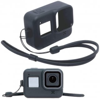 GoPro(ゴープロ)用 HERO8Black対応 アクセサリー シリコンケース 黒 ストラップ付き GLD3907MJ09