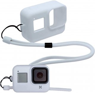 GoPro(ゴープロ)用 HERO8Black対応 アクセサリー シリコンケース 白 ストラップ付き GLD3914MJ09