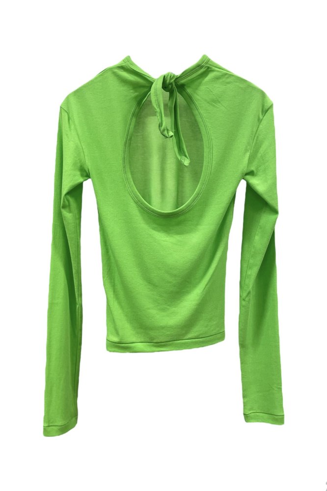 Twisted Cotton Back Tied Long Sleeve (lime green) / babaco