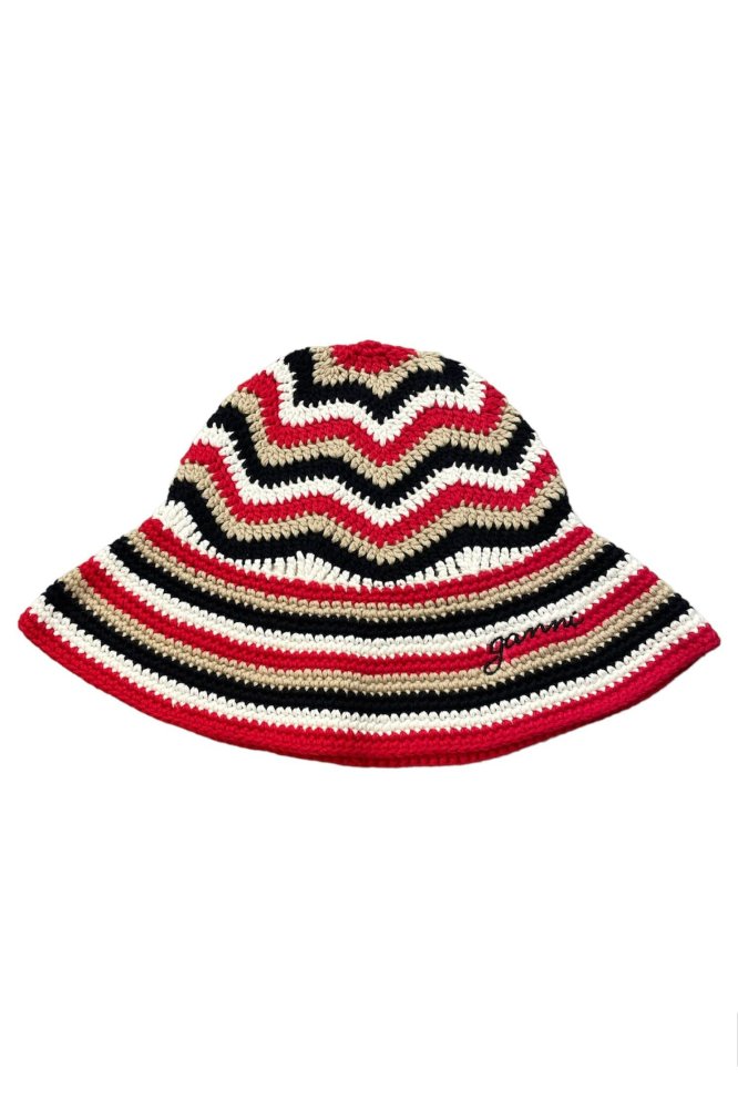 cotton crochet bucket hat (red)/ GANNI