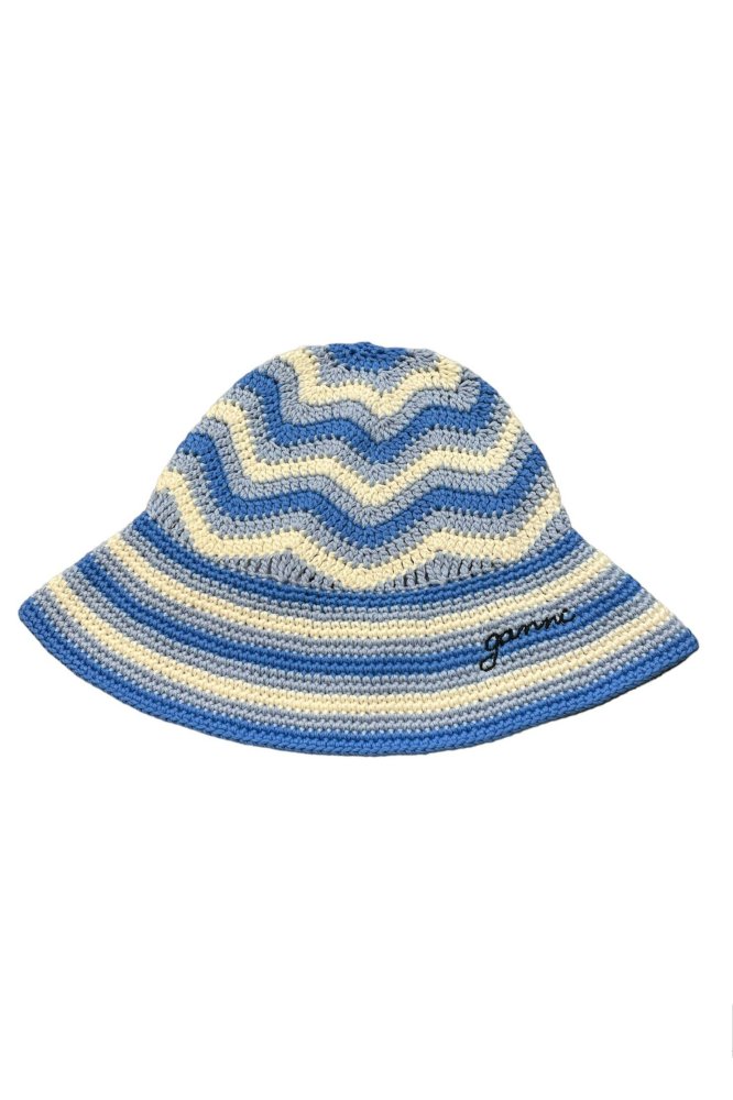 cotton crochet bucket hat (blue)/ GANNI