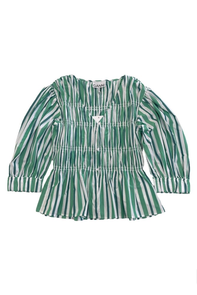 stripe cotton Vneck fitted blouse / GANNI