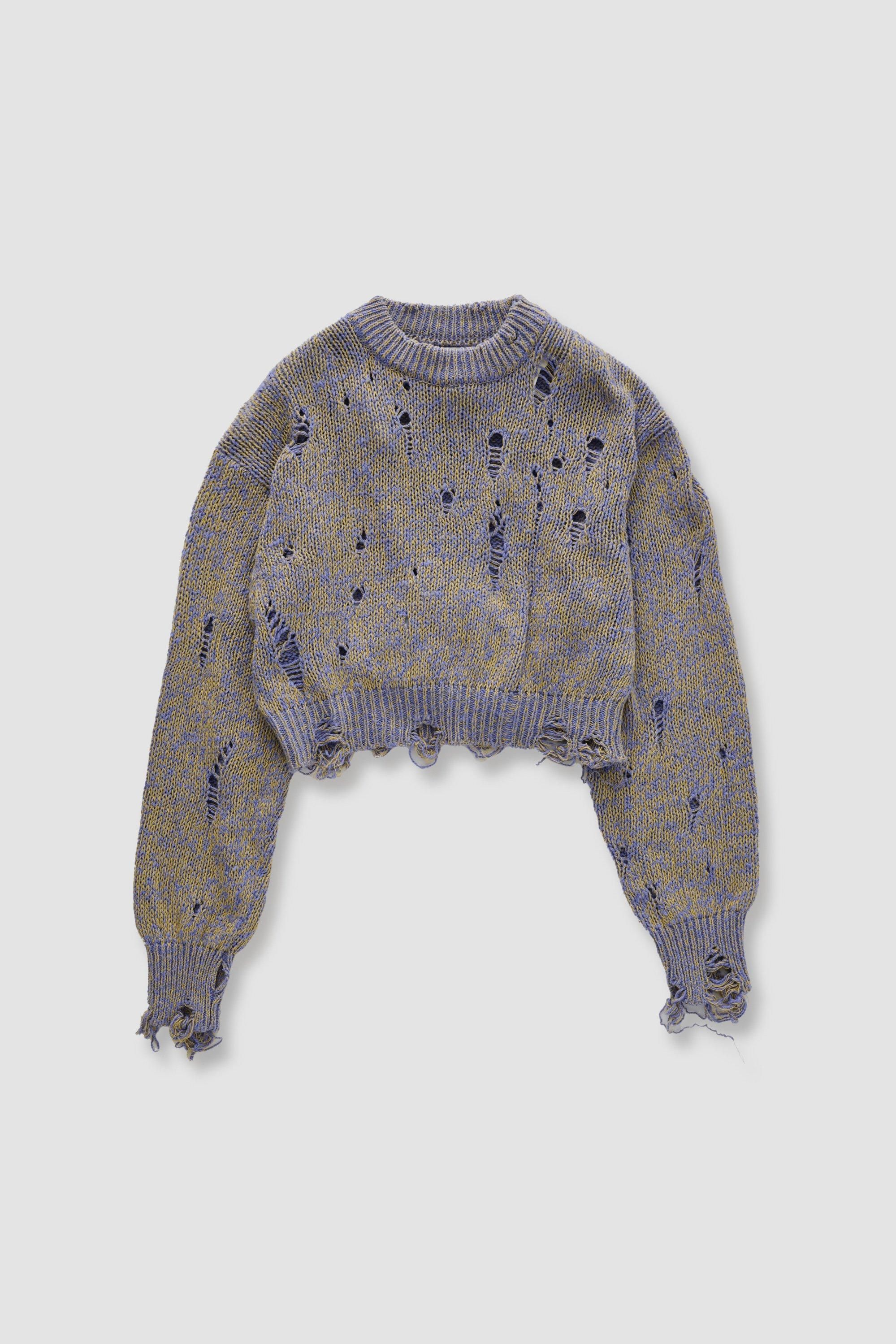 DAMAGE COTTON KNIT CREW NECK/ janesmith 