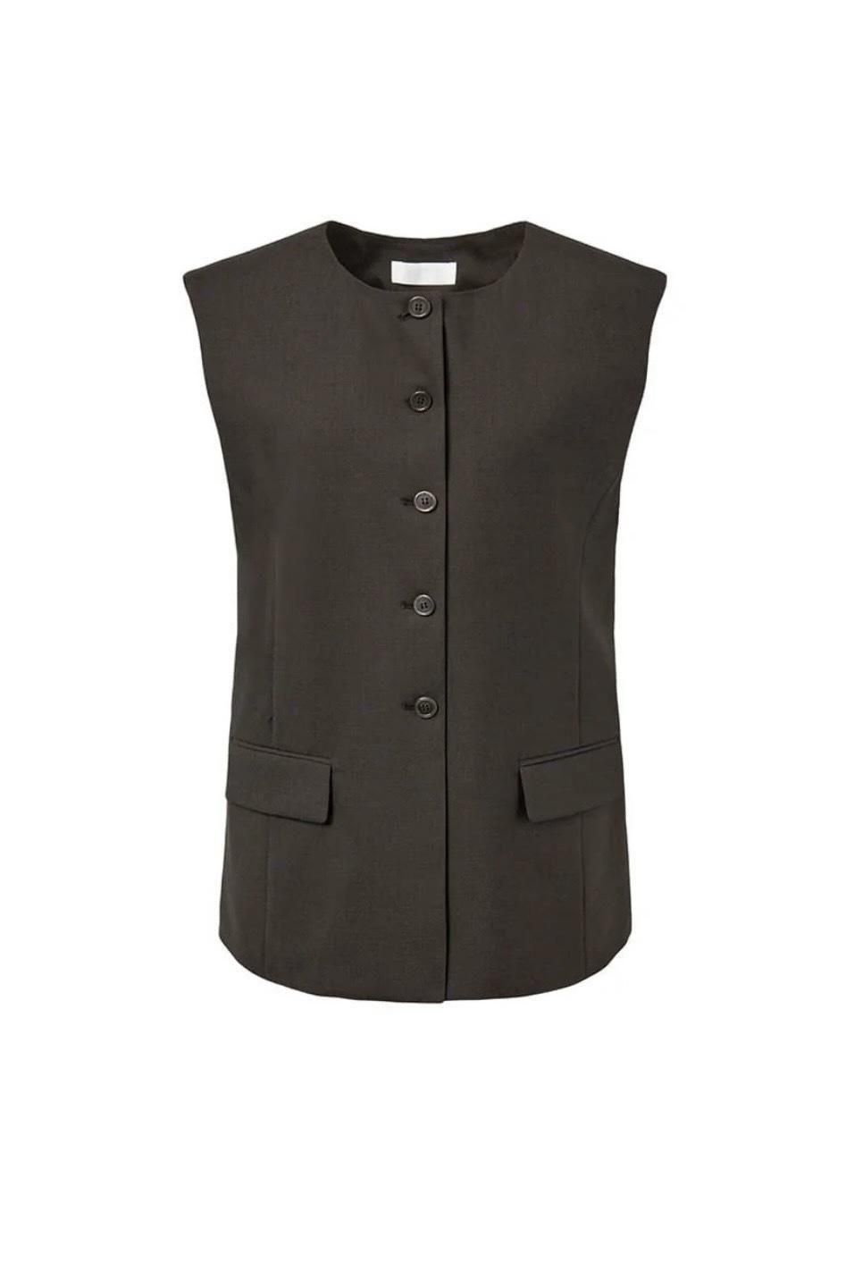 OVERSIZED BUTTON UP VEST (dark brown) / AMOMENTO