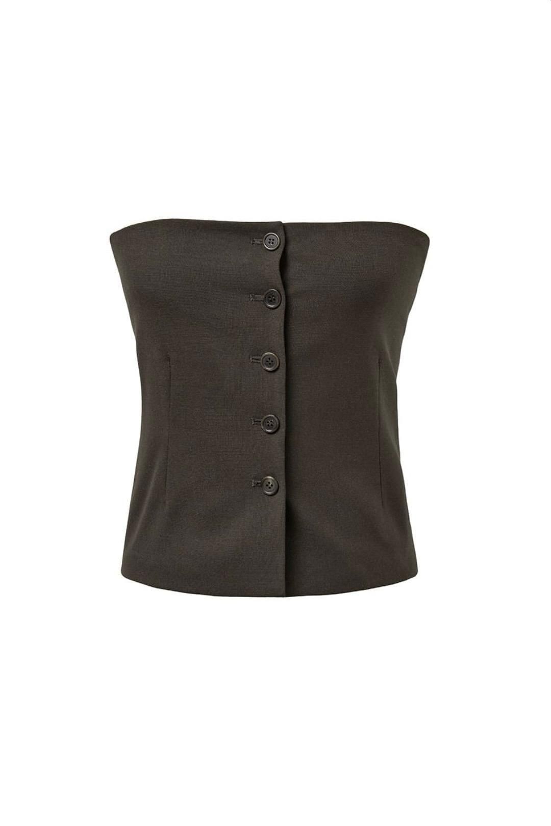 BUTTON UP BUSTIER (dark brown) / AMOMENTO
