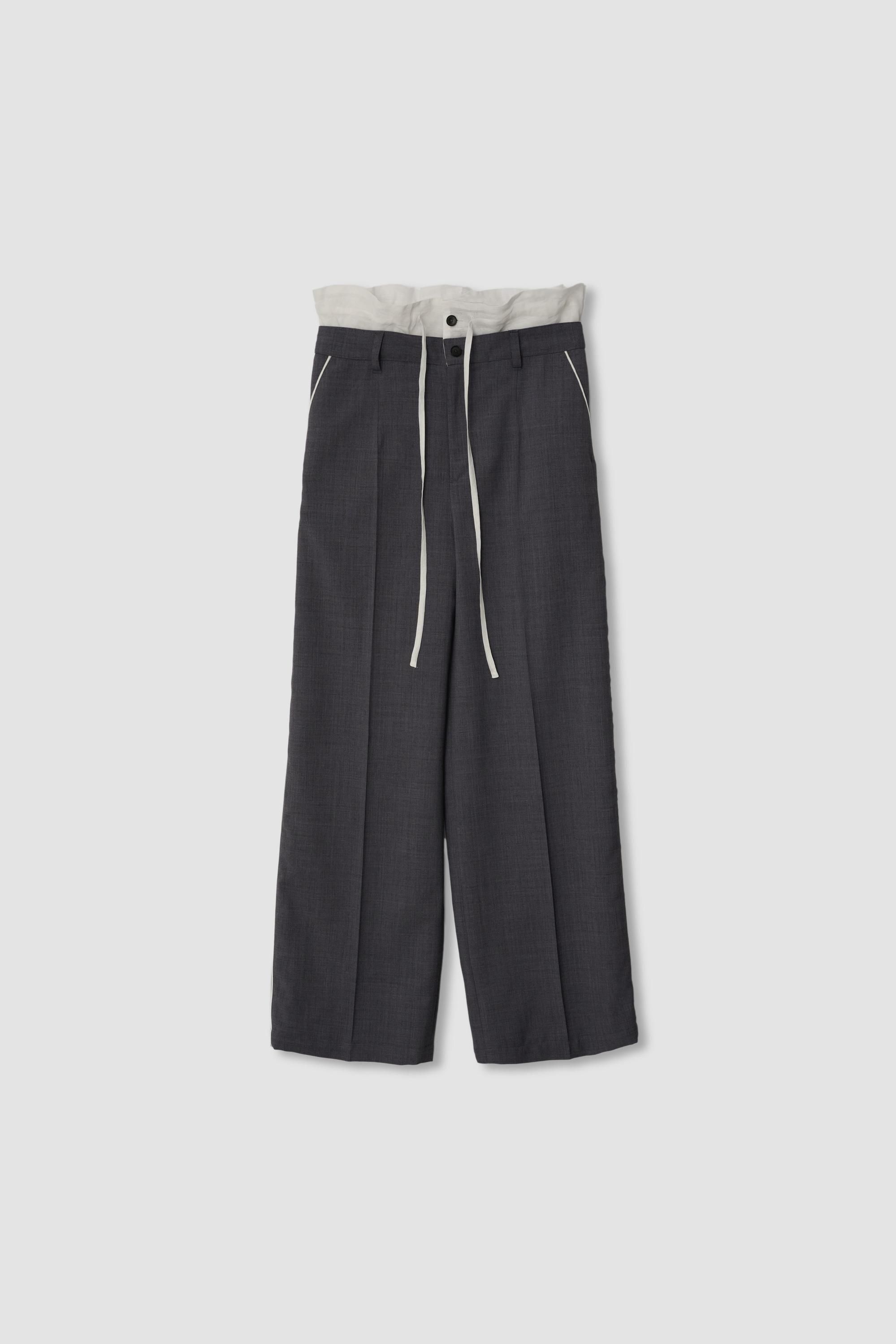 POLYESTER WOOL TROPICAL PIPING PAJAMA PANTS / janesmith 