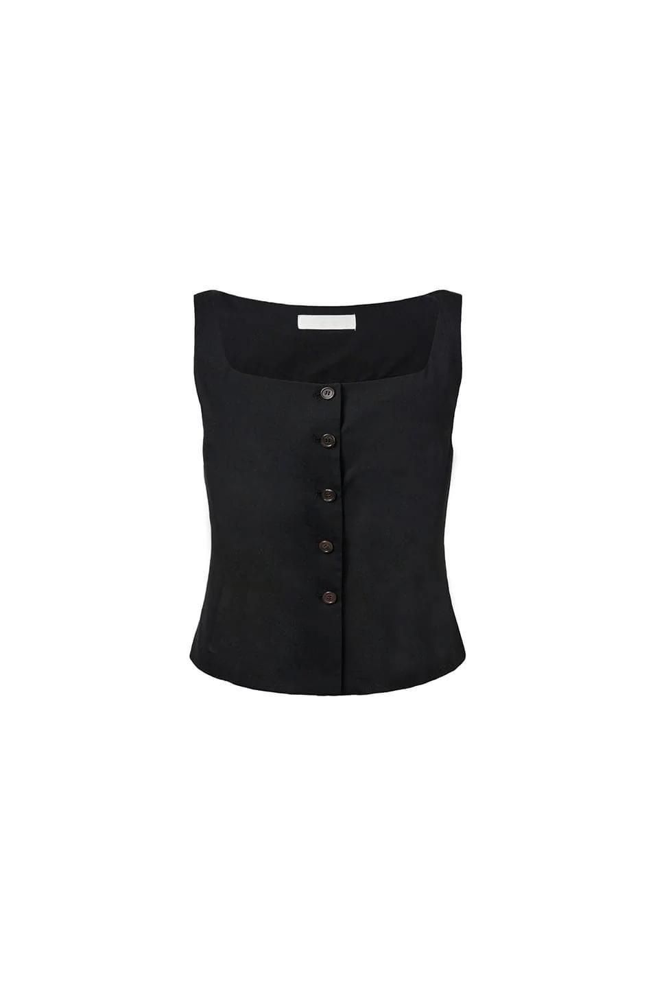 Sheer Scoop Neck Two Way Vest / AMOMENTO