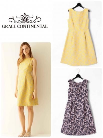 【GRACE CONTINENTAL】フラワーボーダージャガードワンピース【全2色】