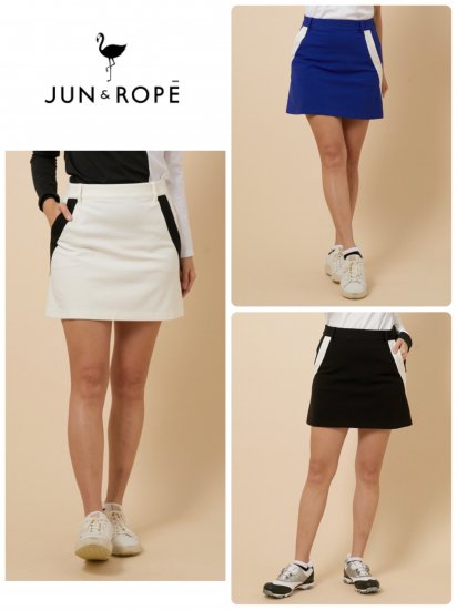 【JUN&ROPE'】配色ラインミラノリブ裏起毛スカート【全3色】