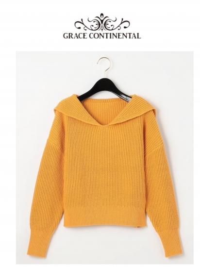 GRACE CONTINENTAL - グレースコンチネンタル　セーラーカラーニットトップ GRACE CONTINENTAL】セーラー衿ニットTOP【オレンジ】