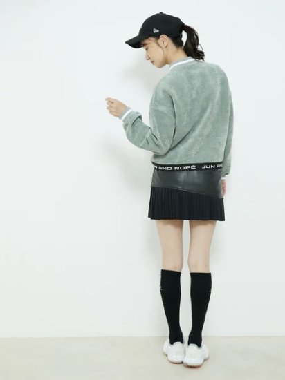 【JUN&ROPE'】WOMEN リサイクルエコレザープリーツスカート(全2色)