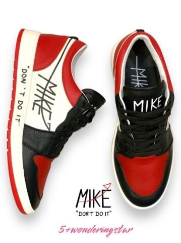 【MIKE DON'T DO IT マイク ドント ドゥ イット】 レザースニーカー MIKE01 (WHITE/RED/BLACK)