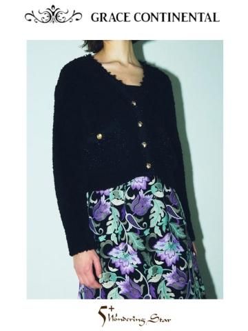 <img class='new_mark_img1' src='https://img.shop-pro.jp/img/new/icons16.gif' style='border:none;display:inline;margin:0px;padding:0px;width:auto;' />【GRACE CONTINENTAL】フラフィーショートニットカーディガン(WOMEN)【ブラック】